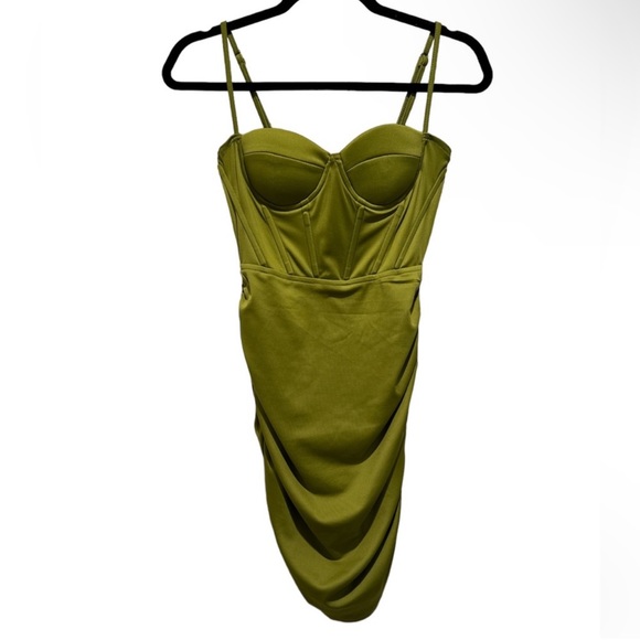 NWOT Oh Polly Green Ruched Corset Mini Dress S/6 - Picture 3 of 9